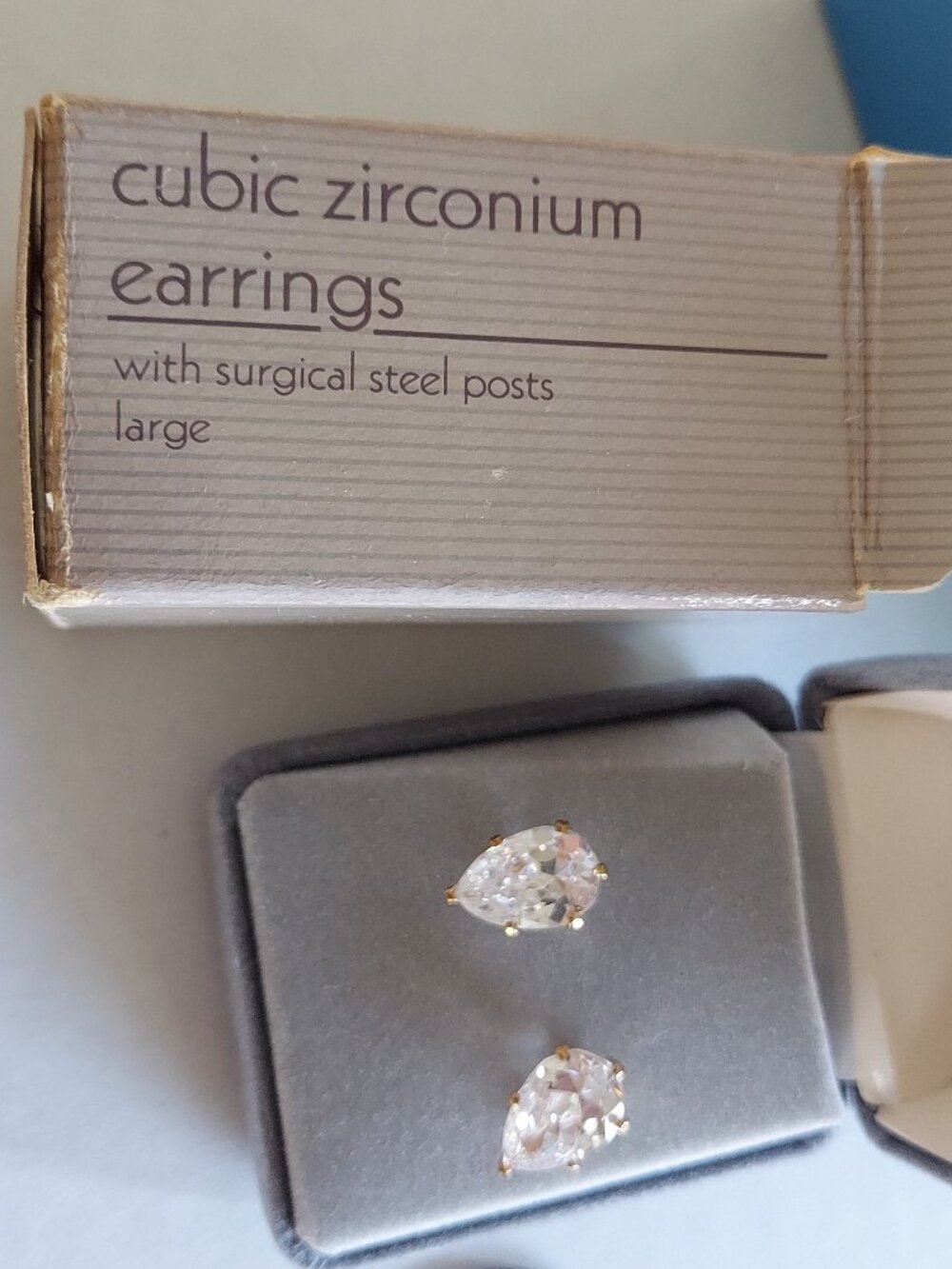 Vintage Avon Cubic CZ pear shaped earrings